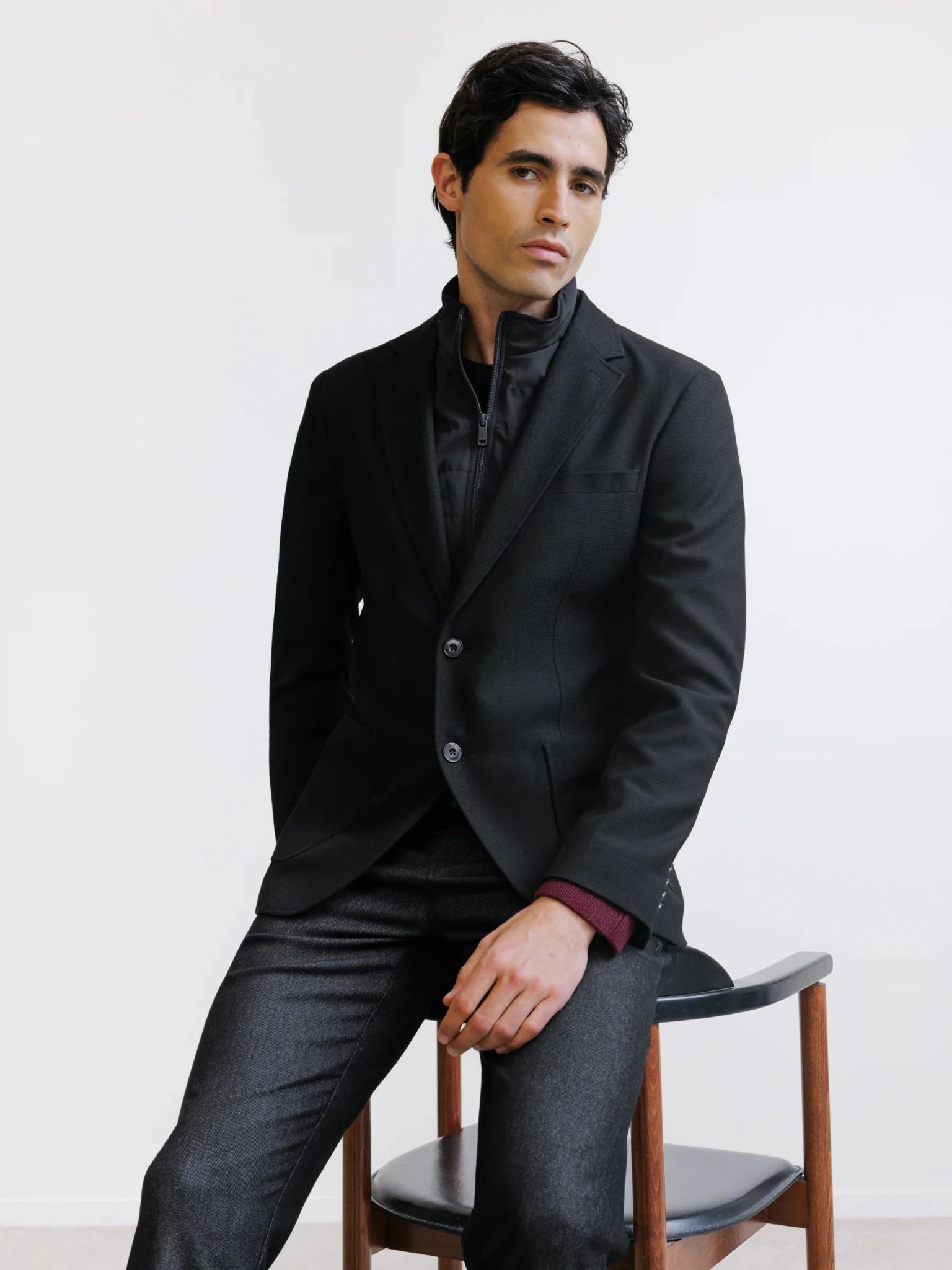 Veste en tissu armuré noire - IZAC