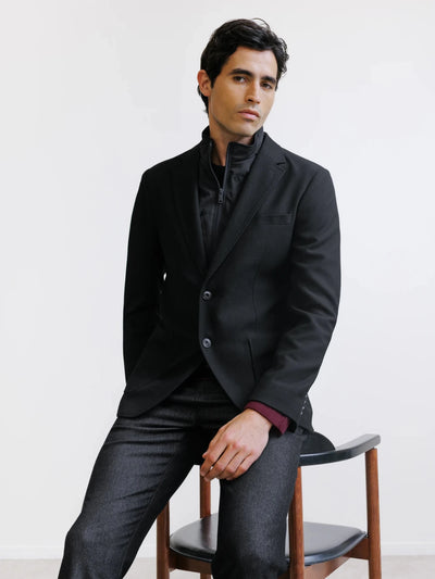 Veste en tissu armuré noire - IZAC