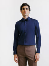 Marine cotton satin adjusted shirt