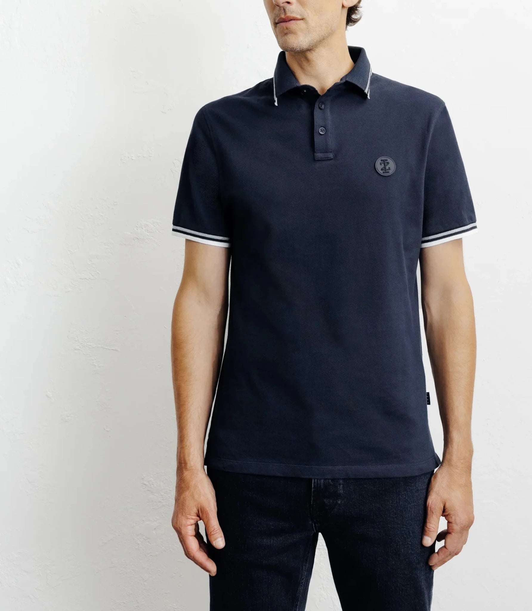 Polo piqué boutonné marine - IZAC