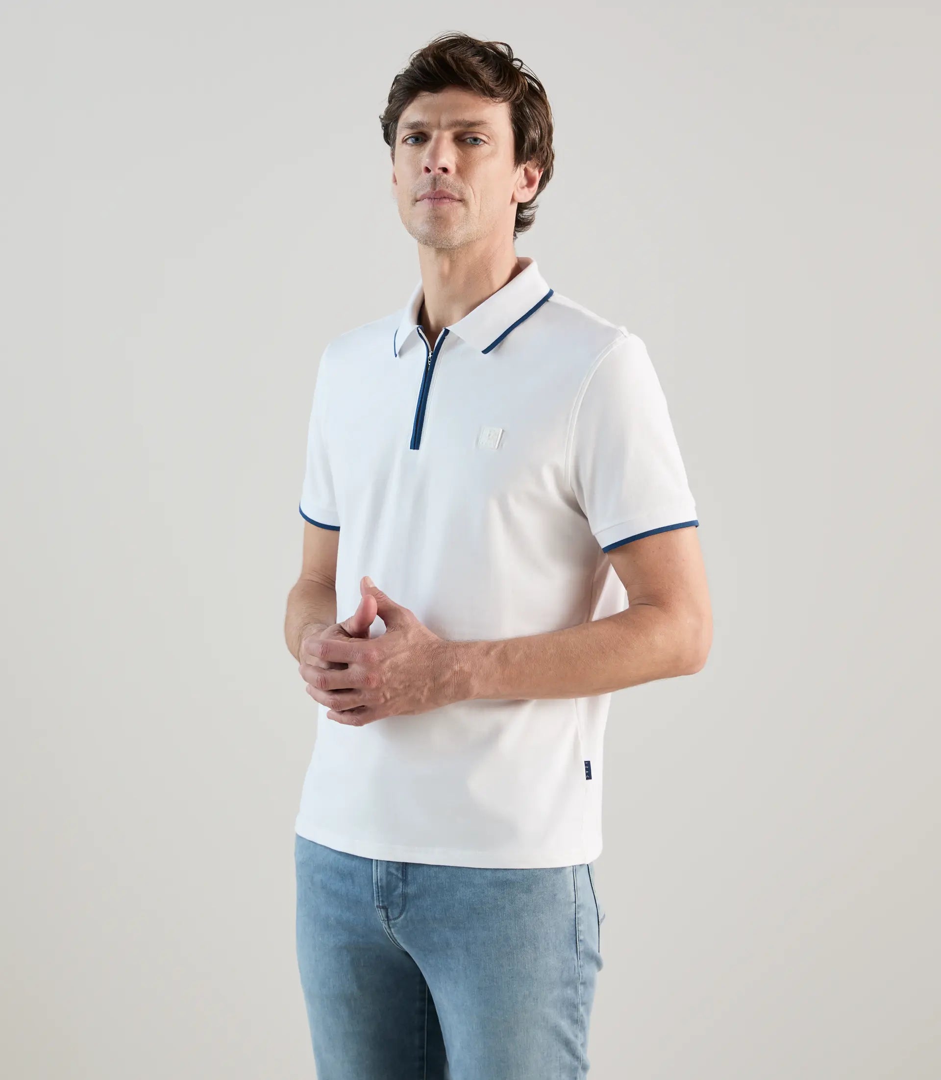 Polo à col zippé blanc - IZAC