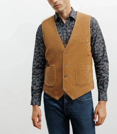 Gilet ville en velours côtelé camel