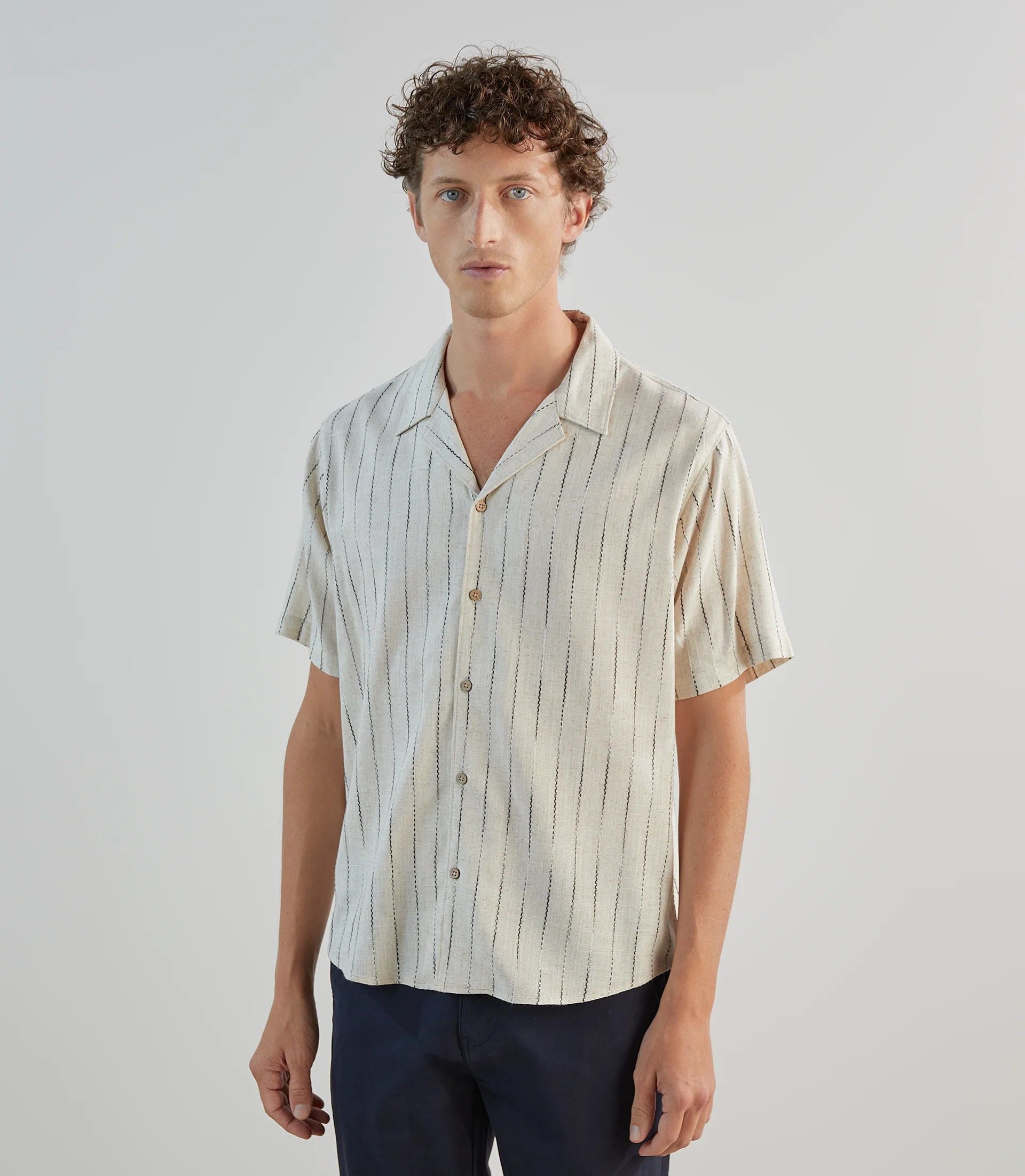 Chemise casual brodée naturel - IZAC
