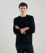 Pull col rond en jeu de points marine - IZAC