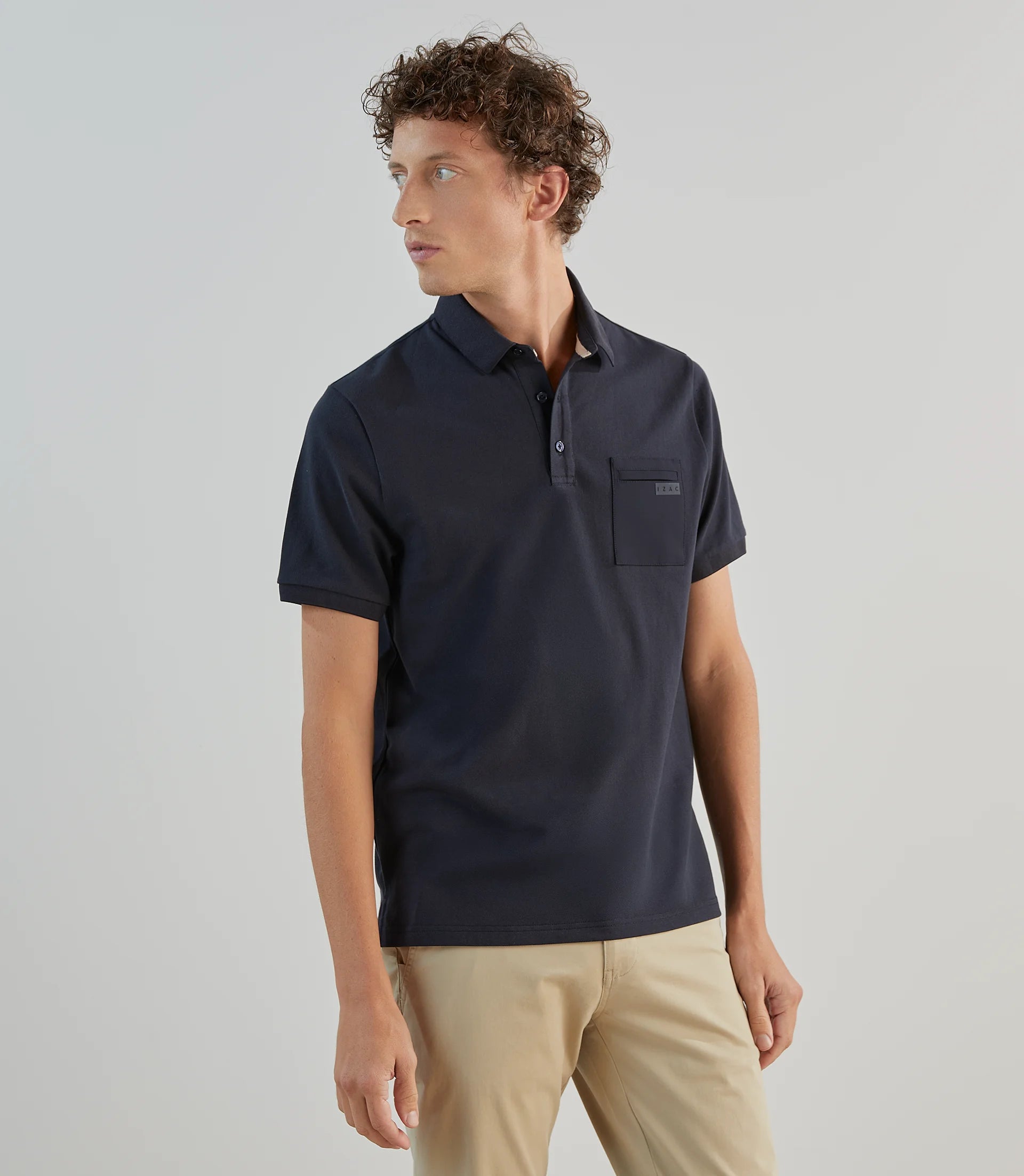 Polo col boutonné marine - IZAC