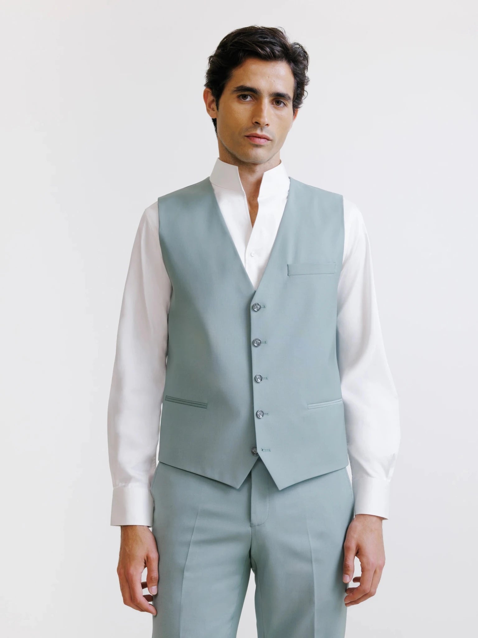 Gilet ville en laine majoritaire vert clair