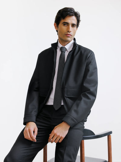 Black high-neck jacket