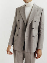 Costume croisé à rayures beige