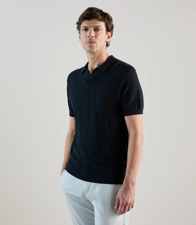 Polo en maille semi - ajouré marine - IZAC