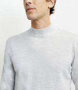 Pull col cheminée mérinos gris chiné