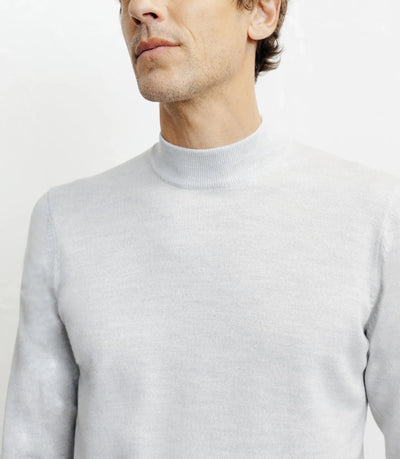 Pull col cheminée mérinos gris chiné - IZAC