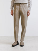 Pleated taupe chino trousers