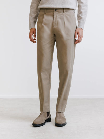 Pleated taupe chino trousers
