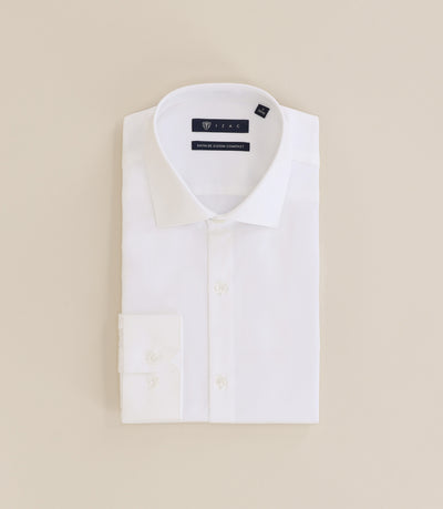 Chemise ville en satin de coton écrue - IZAC