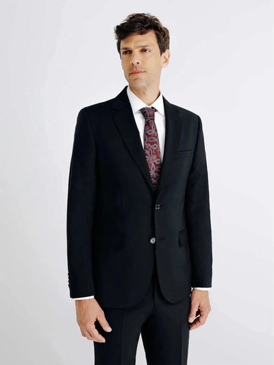 2 black wool buttons suit