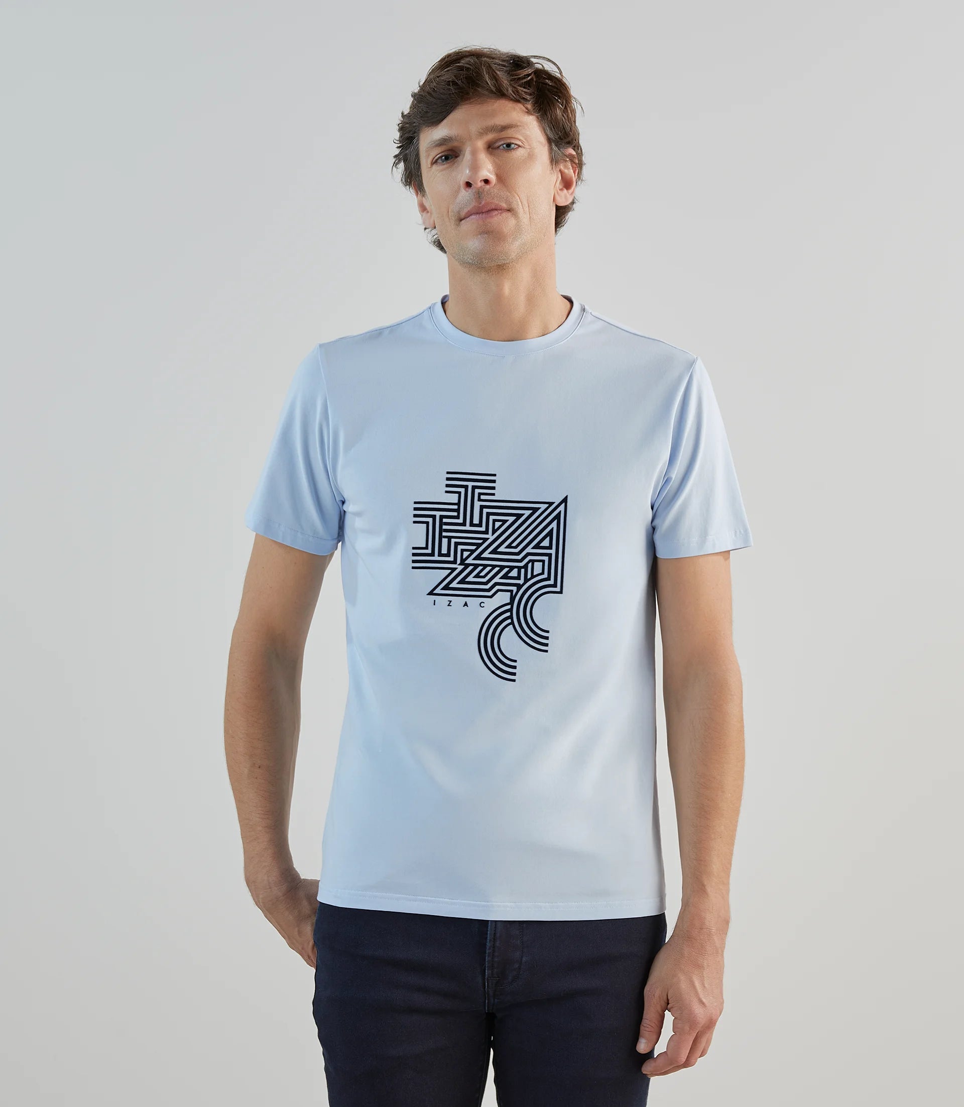 T-shirt à manches courtes avec print bleu ciel - IZAC