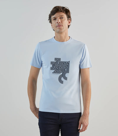 T-shirt à manches courtes avec print bleu ciel - IZAC