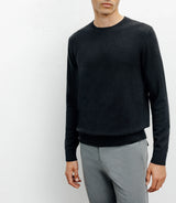 100% black cashmere round neck sweater