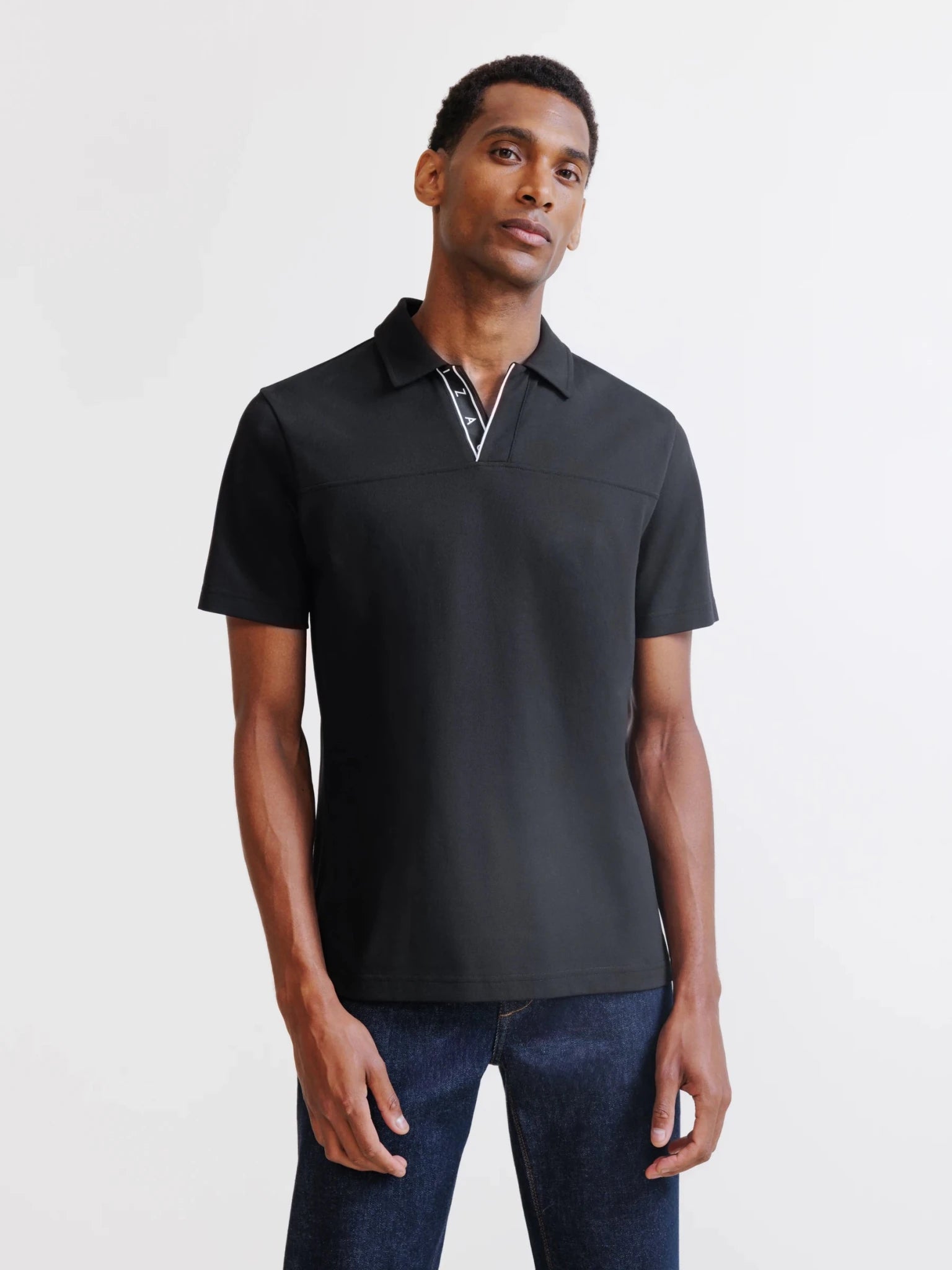 Polo col ouvert noir - IZAC