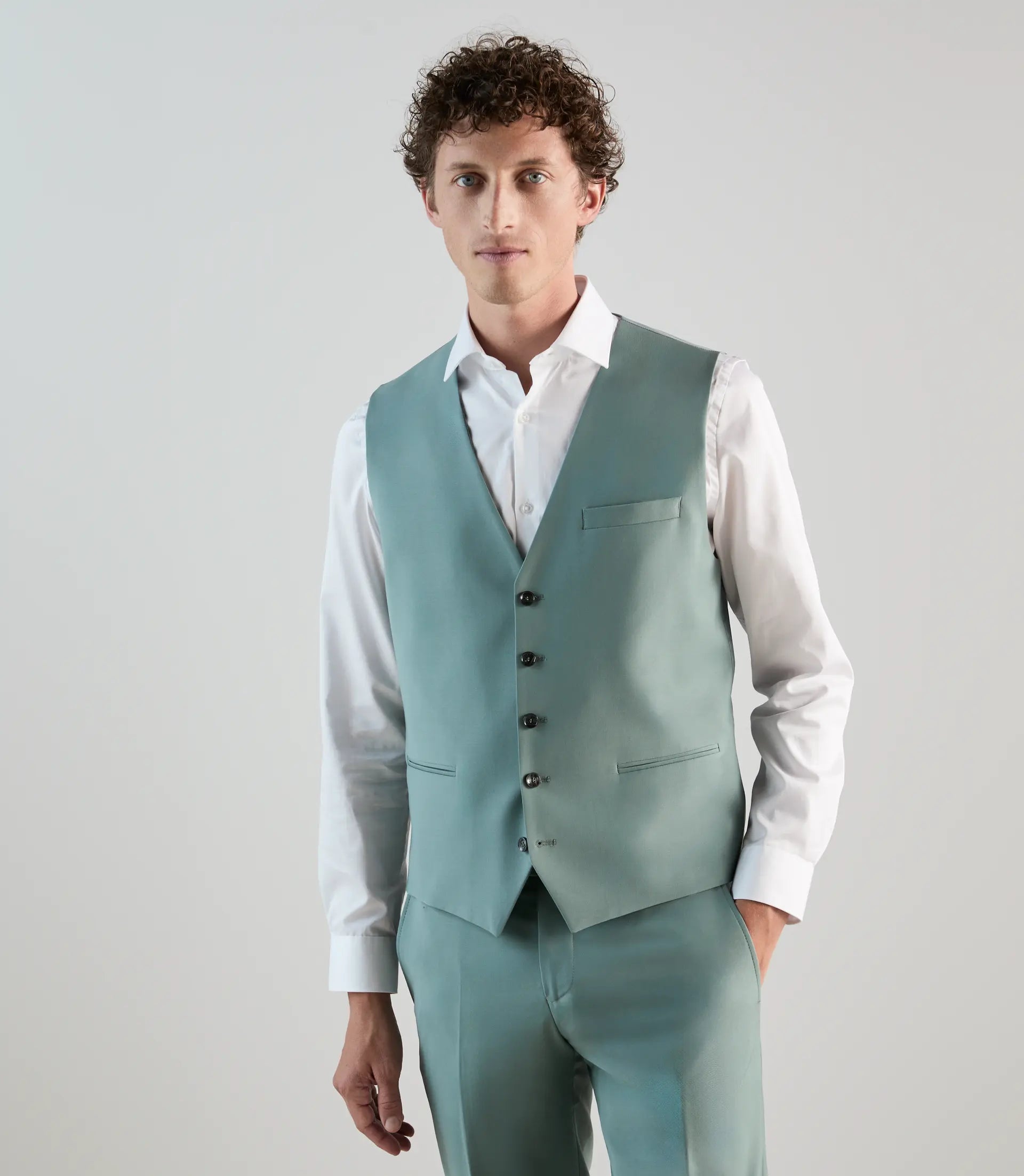 Gilet ville en laine majoritaire vert clair - IZAC