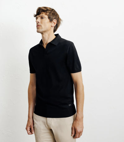 Polo col ouvert en maille noir - IZAC