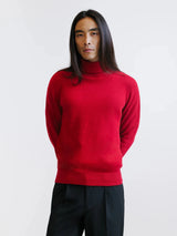 Pull en laine col roulé rouge foncé