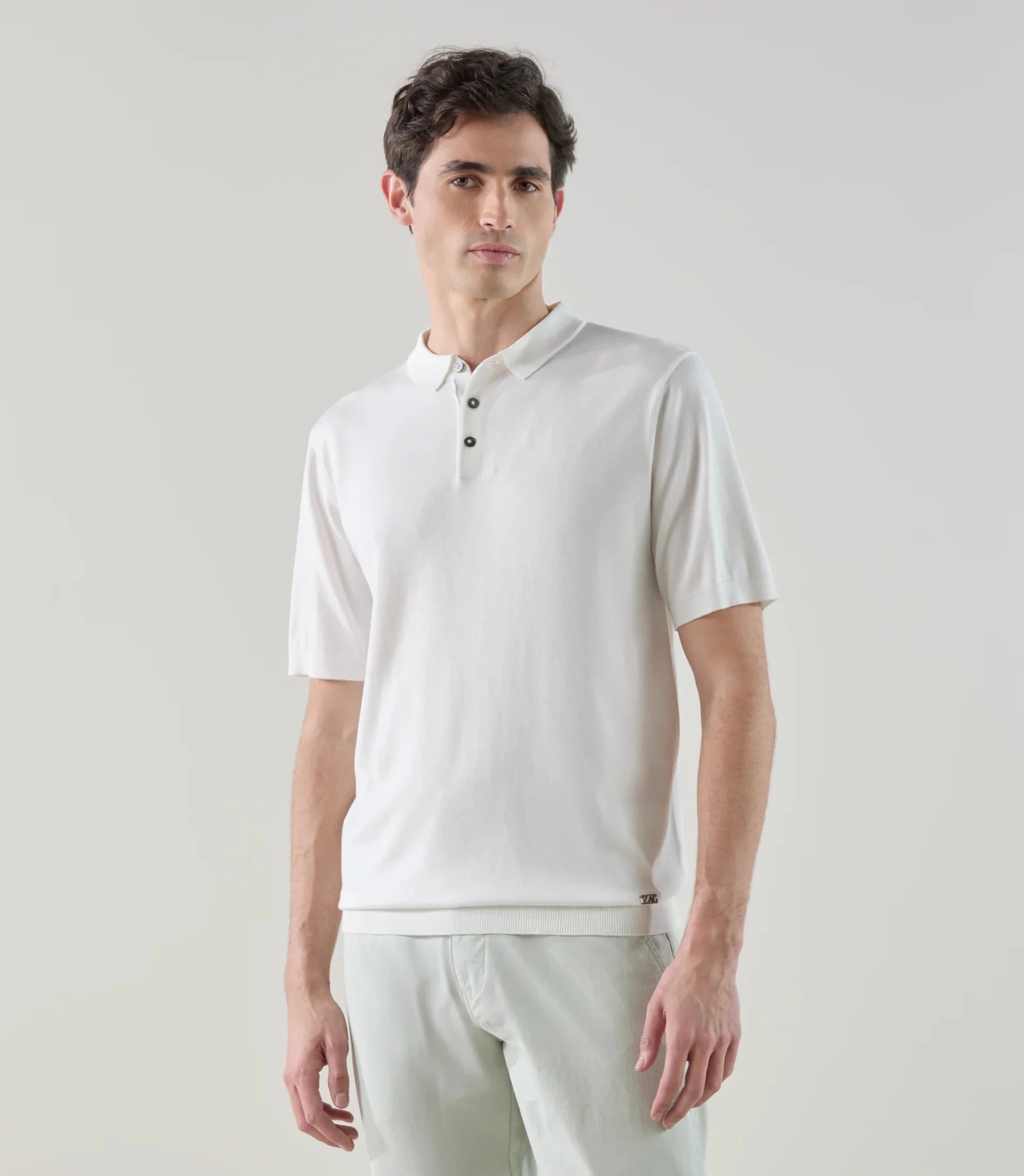 Polo col boutonné en maille écru - IZAC