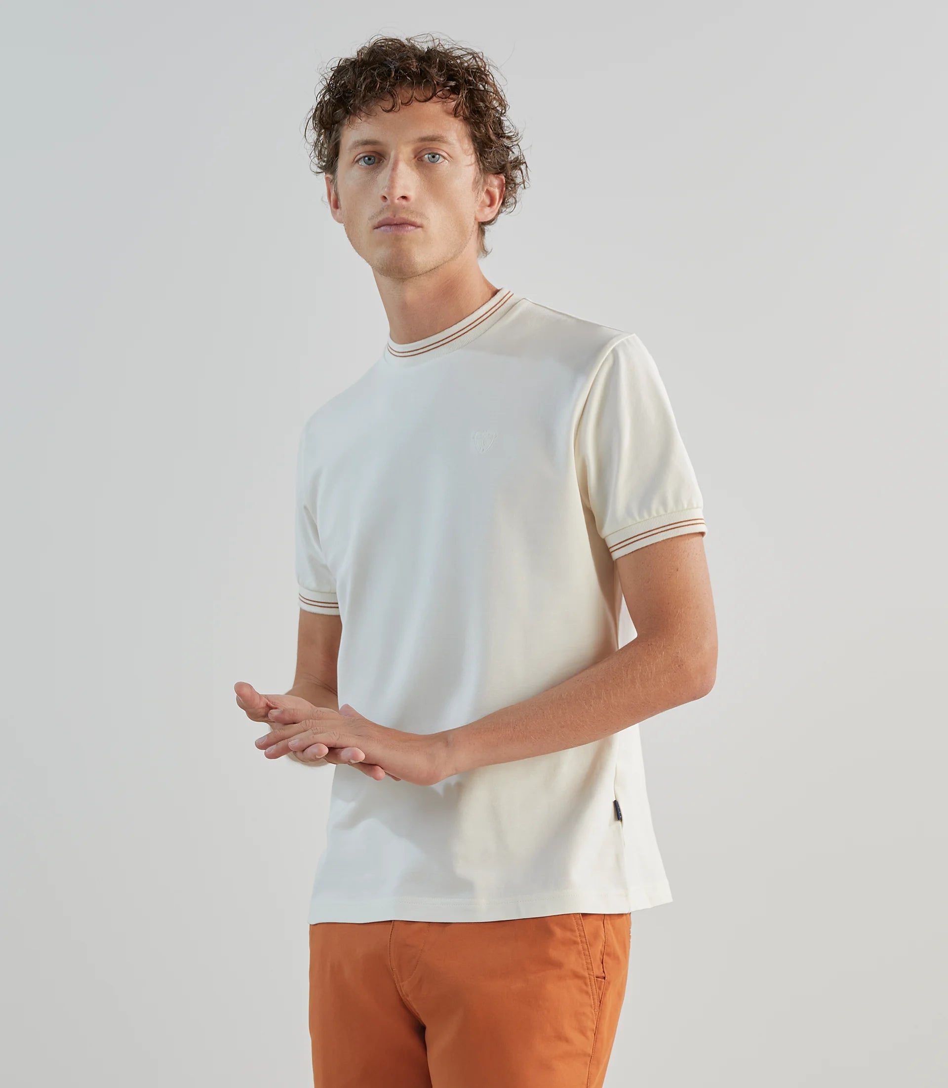 T-shirt en piqué à manches courtes écru - IZAC