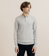 Pull col polo gris chiné