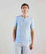 T-shirt à manches courtes avec col tunisien bleu ciel - IZAC