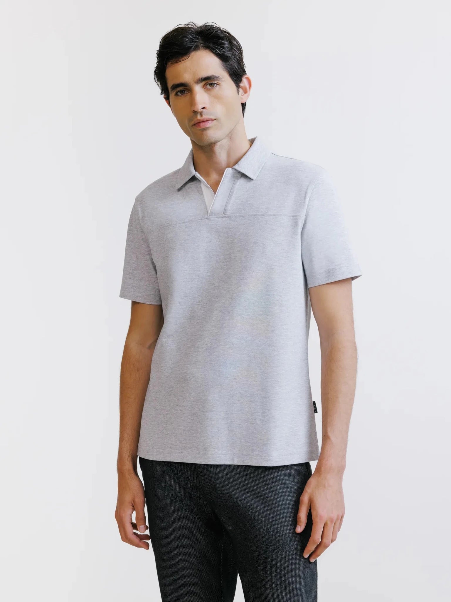 Polo col ouvert gris chiné - IZAC