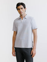 Polo col ouvert gris chiné