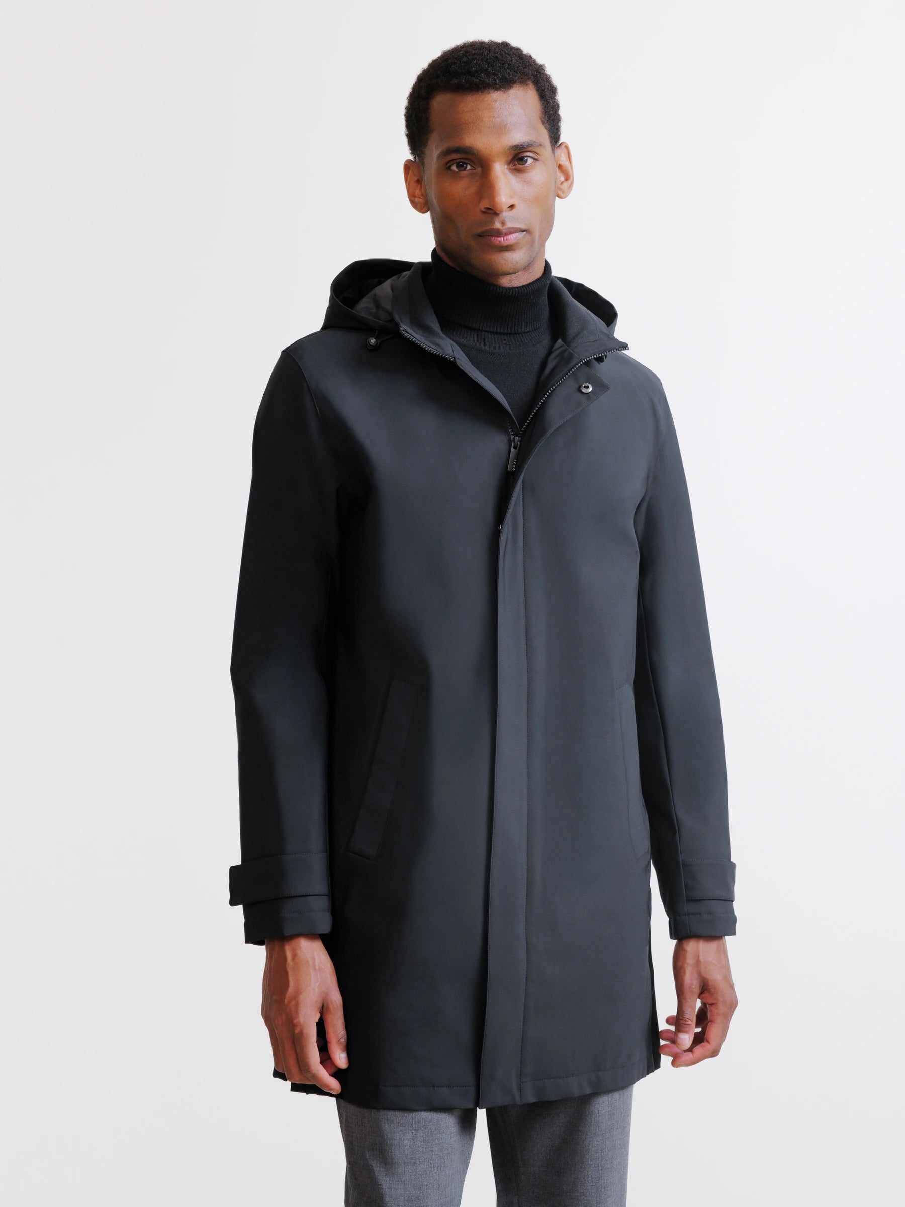 Lightweight black parka