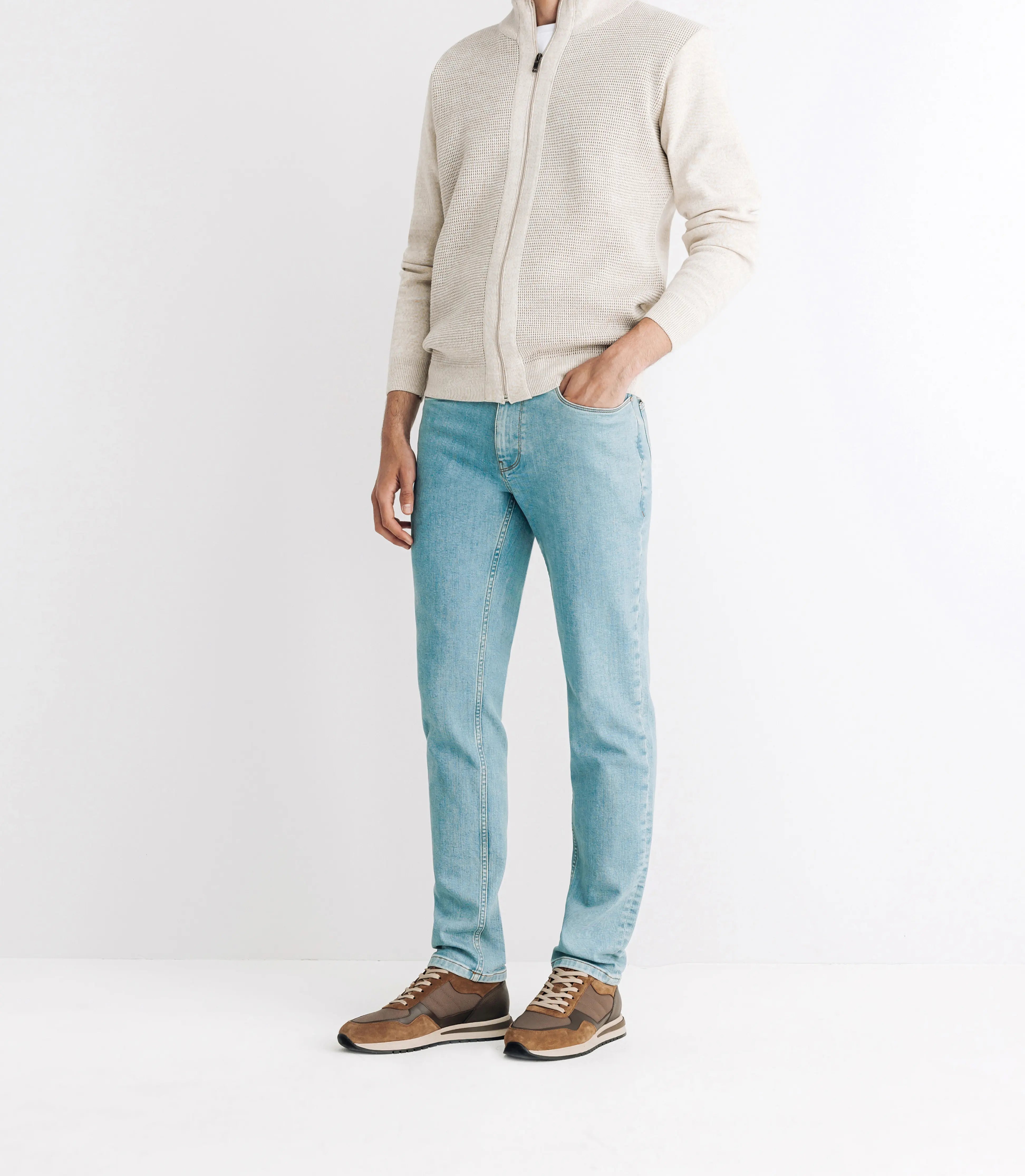 Pull gilet col montant beige - IZAC