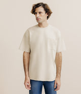 T-shirt uni oversize col rond beige