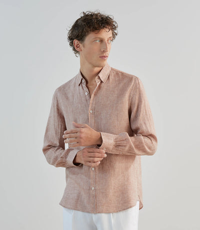Chemise 100% lin rouge bordeaux - IZAC