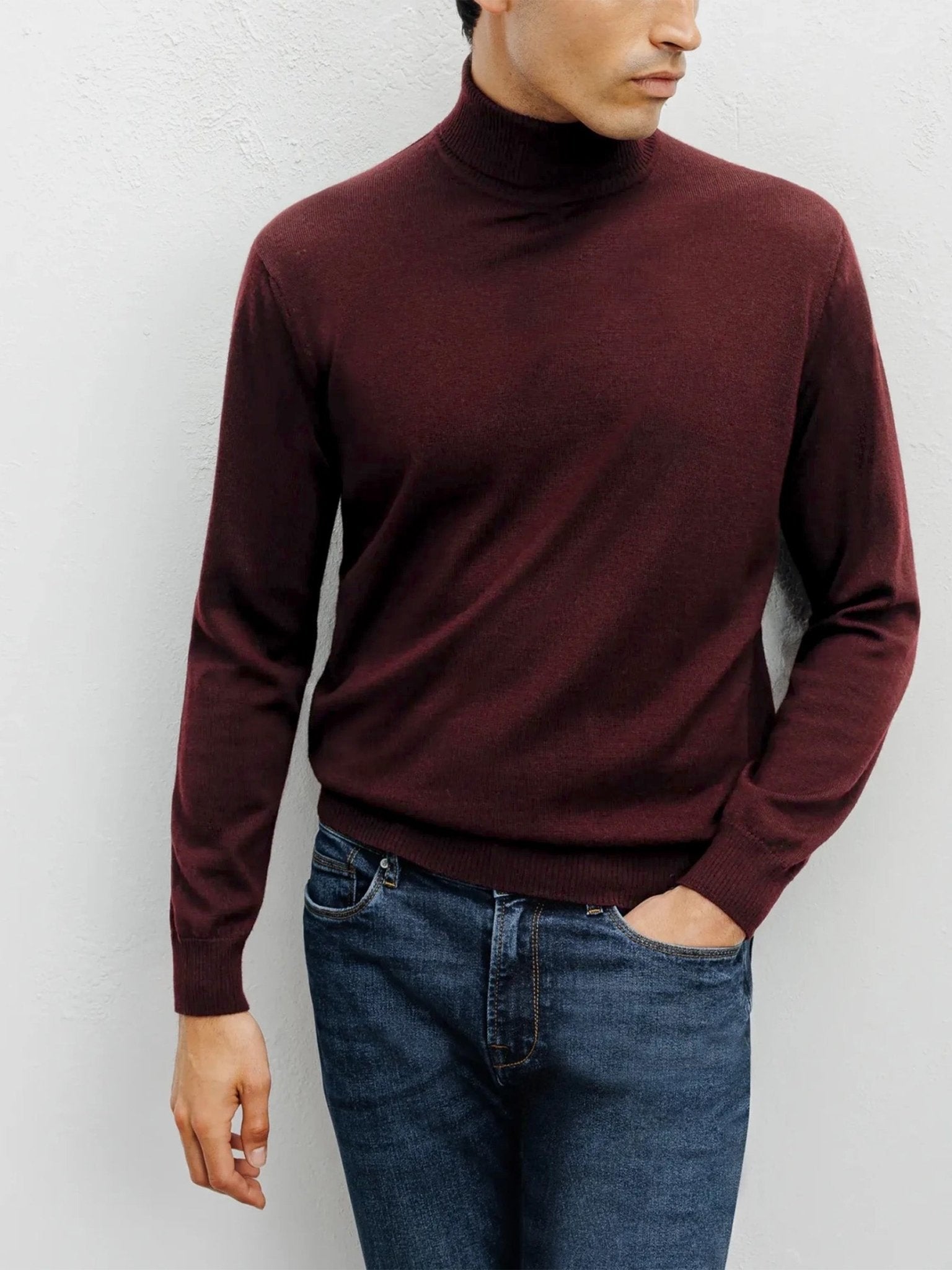 Pull col roulé bordeaux - IZAC