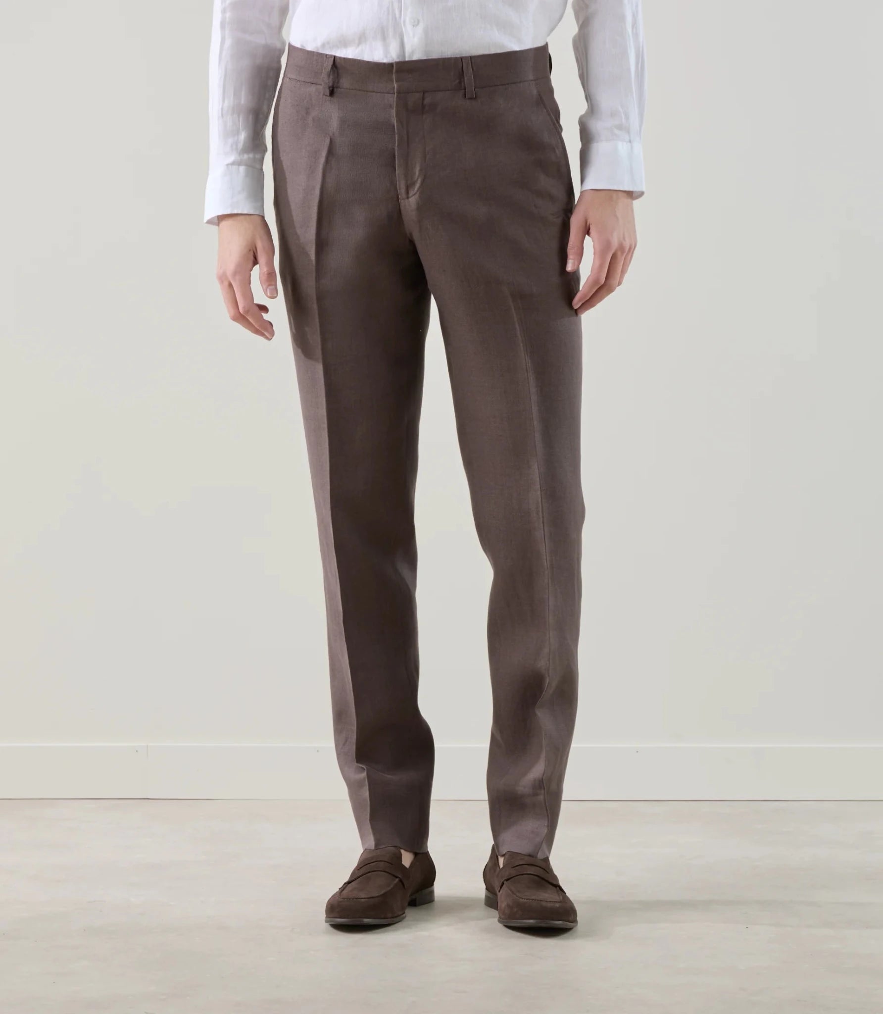 Pantalon ville 100% lin marron - IZAC