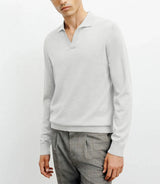 Pull col polo en laine mérinos gris