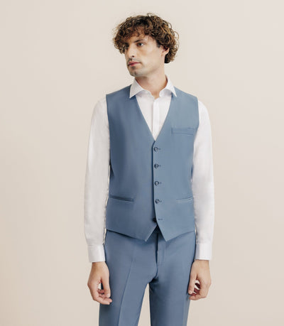 Gilet ville en laine majoritaire bleu ciel - IZAC