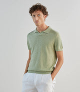 Polo à col ouvert en maille kaki clair - IZAC