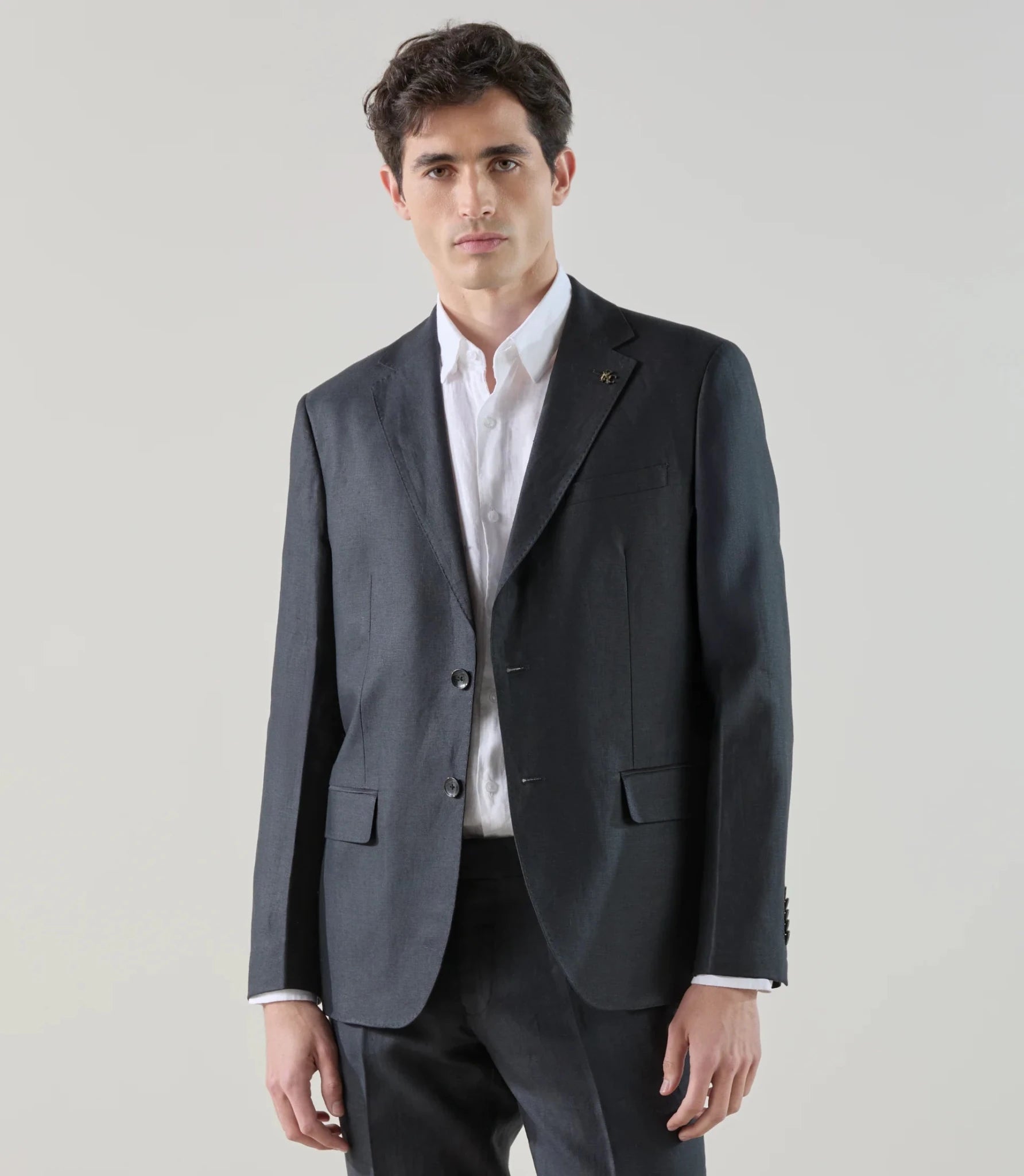 Costume 2 boutons 100% lin noir - IZAC