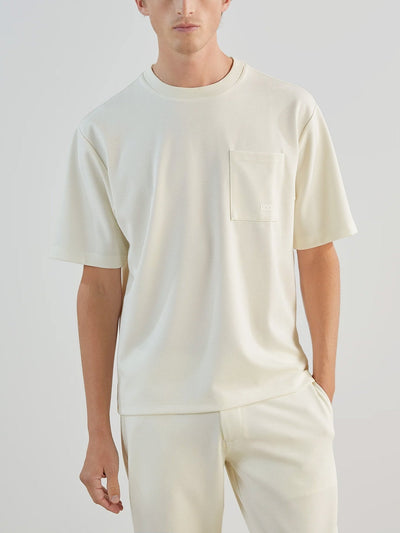 T-shirt col rond en jeu de points écru - IZAC