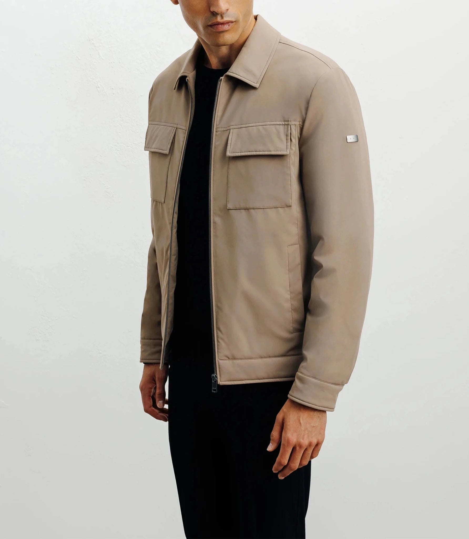 Beige shirt collar jacket