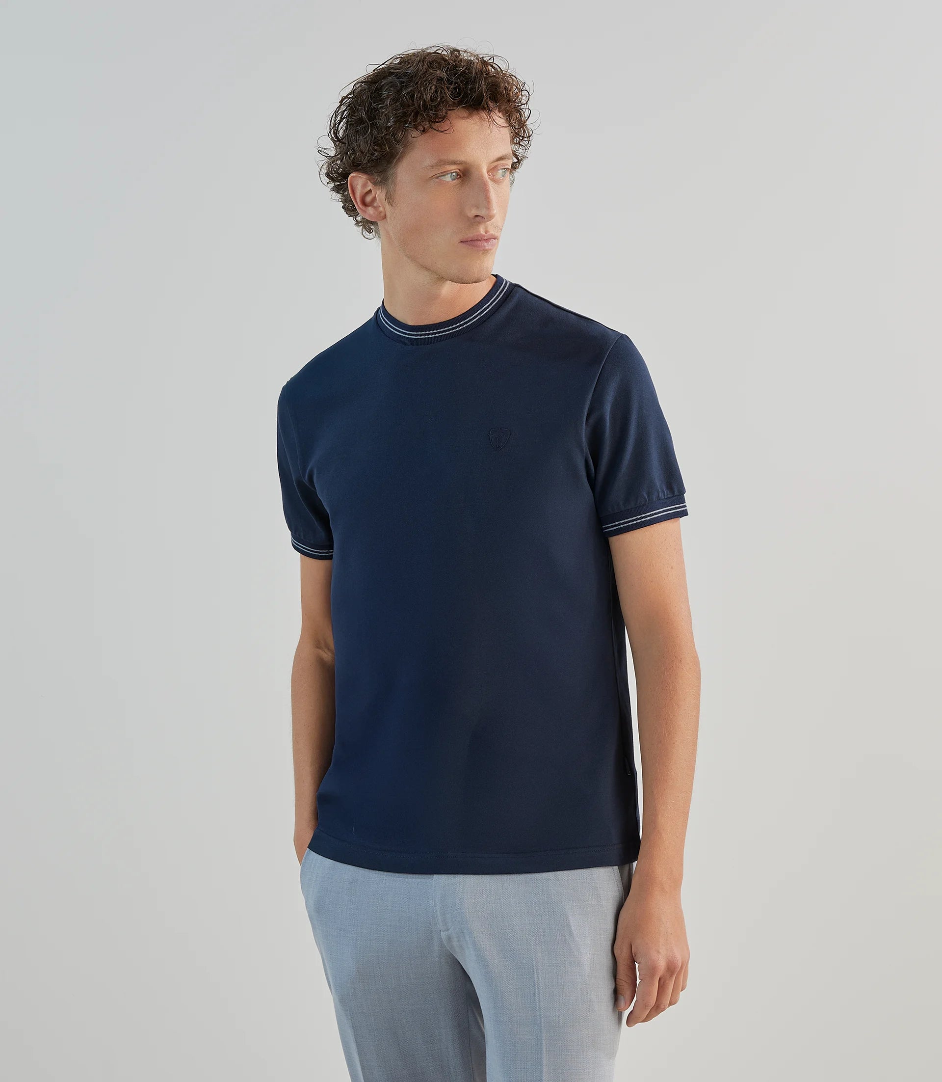 T-shirt en piqué à manches courtes marine - IZAC