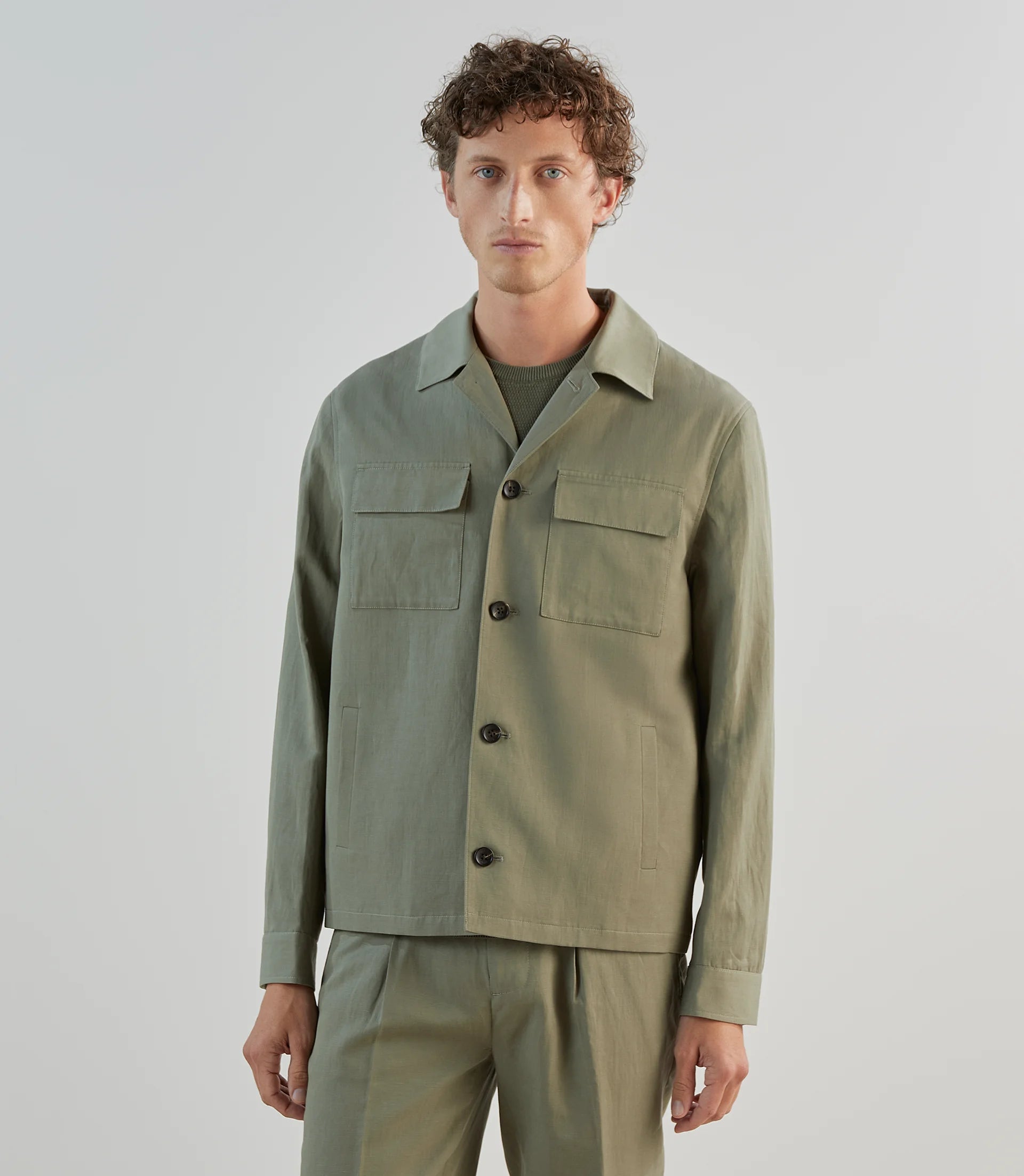 Veste casual col chemise kaki - IZAC