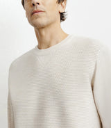 Round-neck sweater, beige stitch pattern
