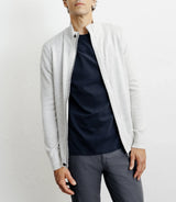 Chine grey zip vest with stand-up collar