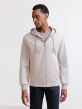 Beige suede hooded jacket