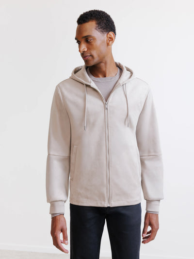 Beige suede hooded jacket
